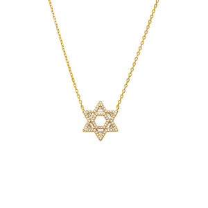 Gold Pave Large Star Of David Pendant Necklace - Adina Eden's Jewels