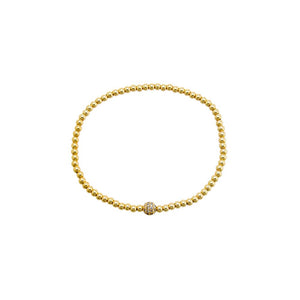 Gold CZ Pave Accented Ball Bracelet - Adina Eden's Jewels