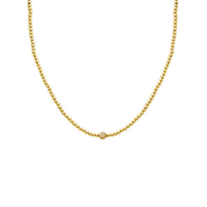 Gold CZ Pave Accented Ball Necklace - Adina Eden's Jewels
