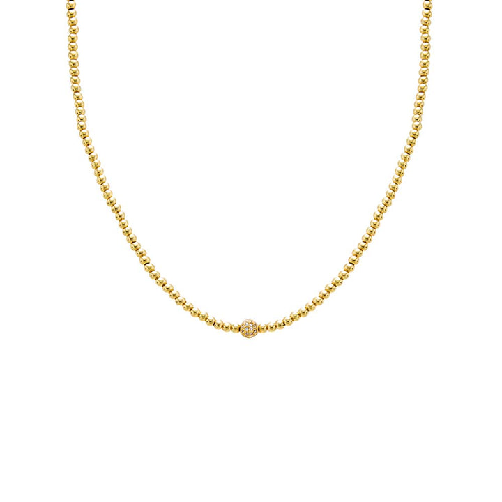 Gold CZ Pave Accented Ball Necklace - Adina Eden's Jewels