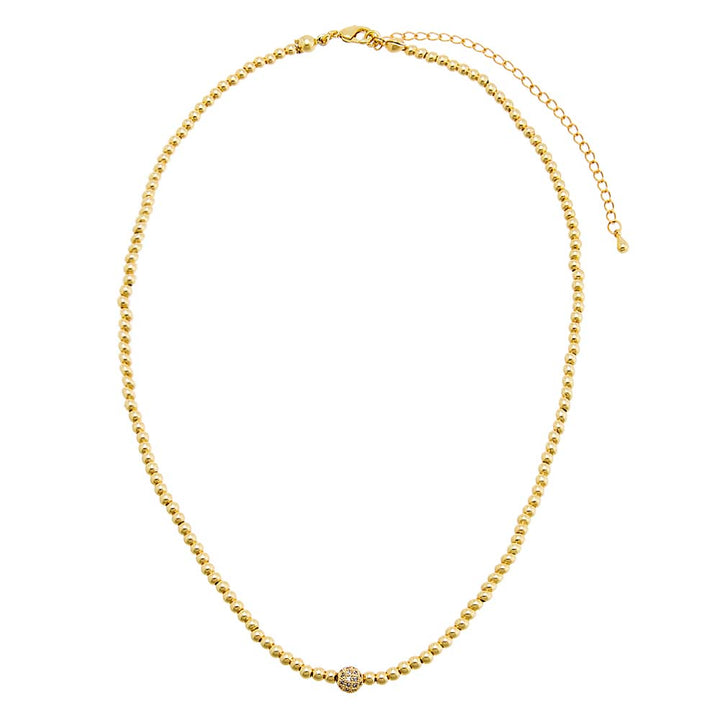  CZ Pave Accented Ball Necklace - Adina Eden's Jewels