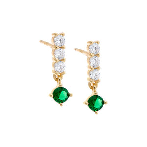  Colored Dangling Solitaire Bar Stud Earring - Adina Eden's Jewels