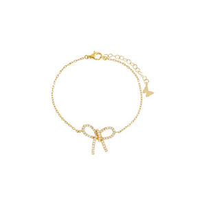 Gold Skewed Pave Bow Tie Bracelet - Adina Eden's Jewels