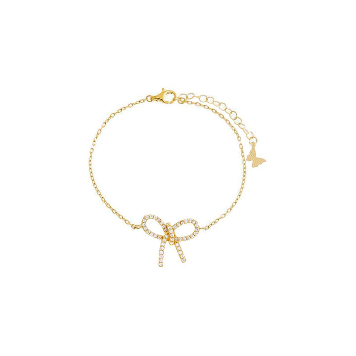 Gold Skewed Pave Bow Tie Bracelet - Adina Eden's Jewels