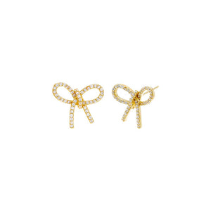 Gold Pave Bow Tie Stud Earring - Adina Eden's Jewels