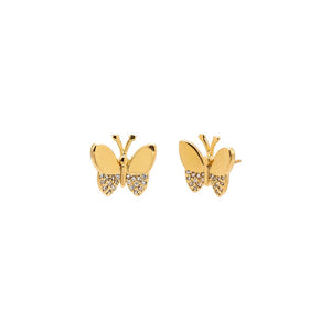 Gold Kids Solid/Pave Butterfly Stud Earring - Adina Eden's Jewels