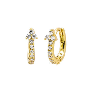 Gold CZ Trio Cluster Huggie Earring - Adina Eden's Jewels