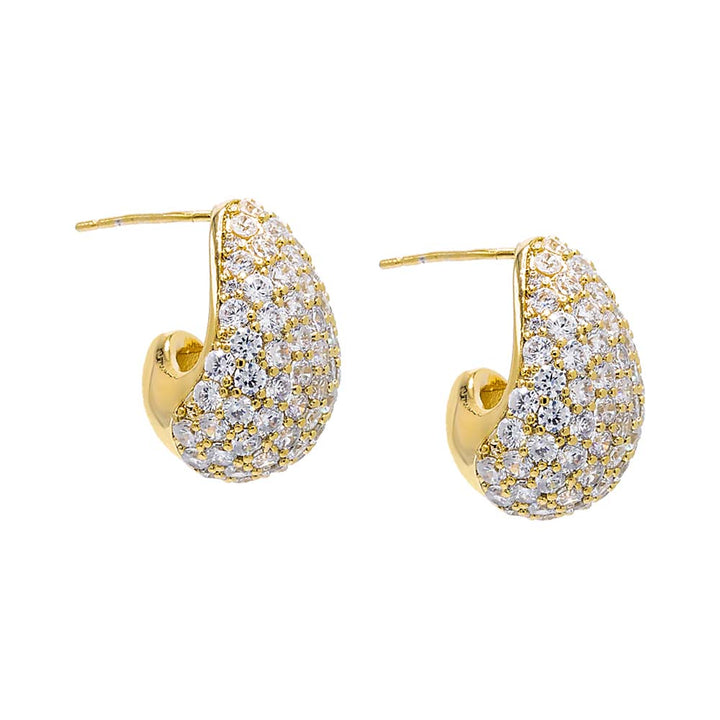 Gold Pave Graduated Teardrop Stud Earring - Adina Eden's Jewels