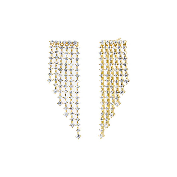 Gold CZ Chandelier Dangling Drop Stud Earring - Adina Eden's Jewels