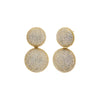 Gold Pave Puffy Double Circle Drop Stud Earirng - Adina Eden's Jewels