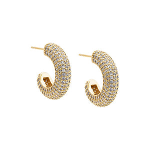Gold / 18MM Pavé Mini Jumbo Hoop Earring - Adina Eden's Jewels
