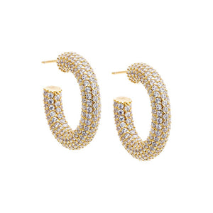 Gold / 25MM Pavé Jumbo Hoop Earring - Adina Eden's Jewels
