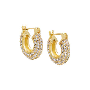 Gold Mini Chunky Pavé Hoop Earring - Adina Eden's Jewels