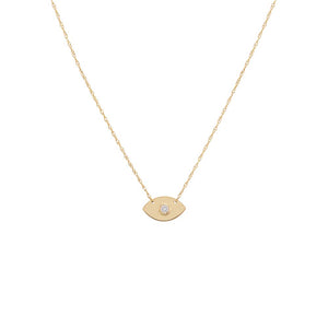 14K Gold Diamond Mini Evil Eye Necklace 14K - Adina Eden's Jewels