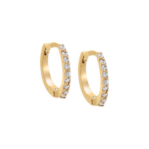 14K Gold / Pair CZ Cartilage Huggie Earring 14K - Adina Eden's Jewels