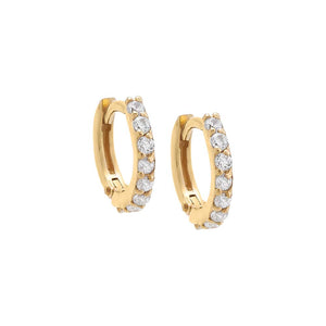 14K Gold / Single Cartilage CZ Huggie Earring 14K - Adina Eden's Jewels