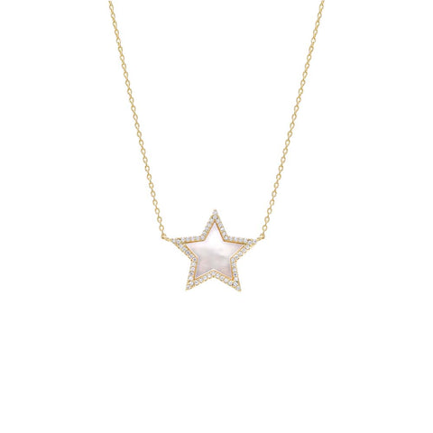 Pave Outline Colored Stone Star Necklace – Adina Eden
