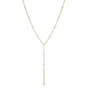 Gold Multi CZ Embedded Lariat Necklace - Adina Eden's Jewels