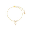 Gold Petite Pave Bow Tie Pendant Bracelet - Adina Eden's Jewels