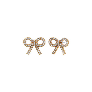 Gold CZ Bow Tie Stud Earring - Adina Eden's Jewels