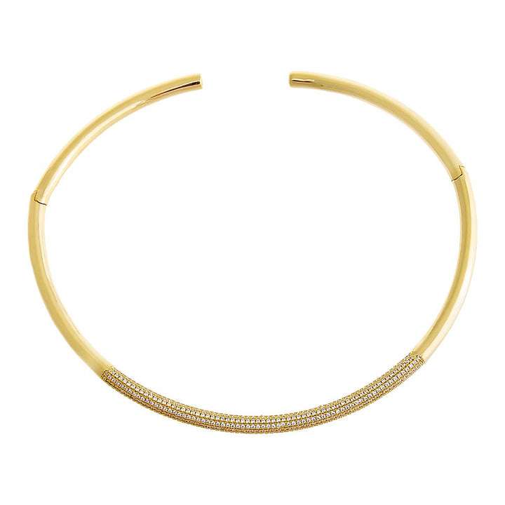 Gold Pave Accented Collar Choker Necklace - Adina Eden's Jewels