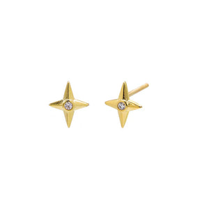 Gold / Pair CZ Starburst Stud Earring - Adina Eden's Jewels