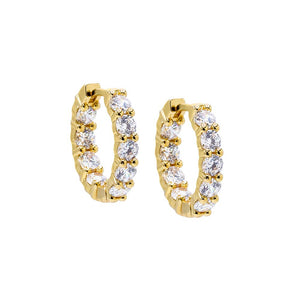 Gold Mini CZ Tennis Huggie Earring - Adina Eden's Jewels