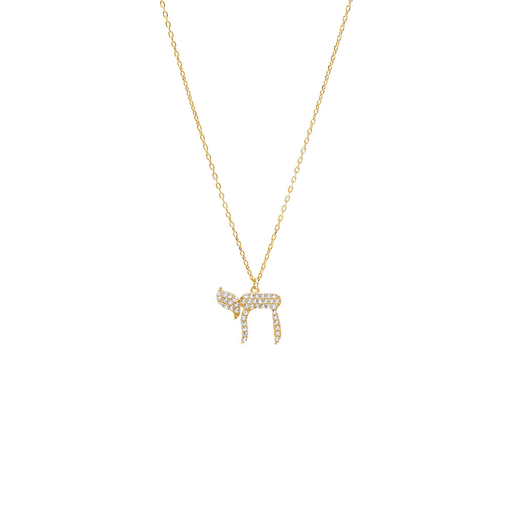 Gold Pave Chai Pendant Necklace - Adina Eden's Jewels