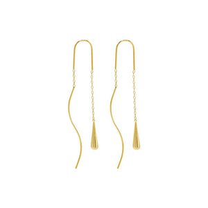 Gold Solid Teardrop Chain Earring - Adina Eden's Jewels