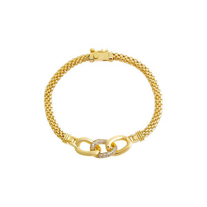 Gold CZ Pave Accented Link Chain Bracelet - Adina Eden's Jewels