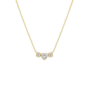 Gold Princess Cut & Heart Bezel Pendant Necklace - Adina Eden's Jewels