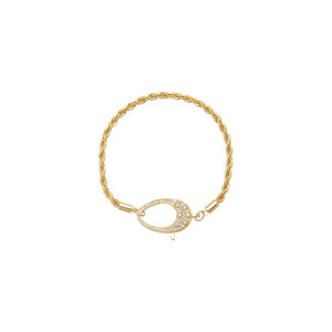 Pave Oversized Lobster Clasp Twisted Rope Chain Bracelet