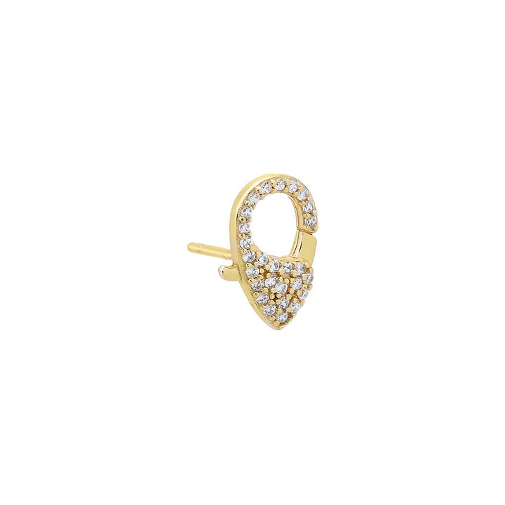 Gold / Single Mini Pavé Clasp Stud Earring - Adina Eden's Jewels