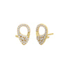 Gold / Pair Mini Pavé Clasp Stud Earring - Adina Eden's Jewels