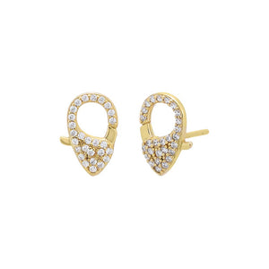 Gold / Pair Mini Pavé Clasp Stud Earring - Adina Eden's Jewels