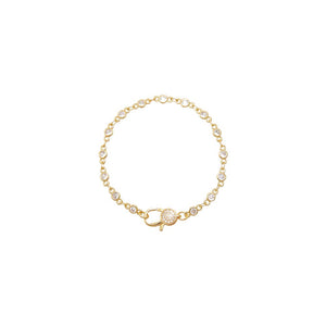 Colored CZ Bezel Pave Clasp Tennis Link Chain Bracelet