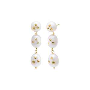 Gold CZ Pearl Drop Stud Earring - Adina Eden's Jewels