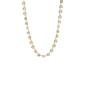 Gold CZ Multi Shape Link Tennis Necklace - Adina Eden's Jewels