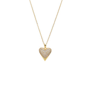 Gold Classic Pavé Heart Necklace - Adina Eden's Jewels