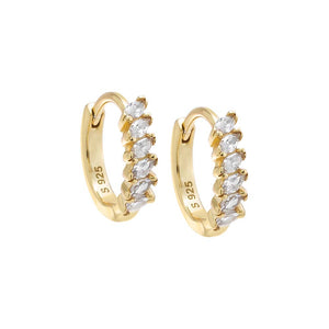 Gold / Pair CZ Multi Marquise Huggie Earring - Adina Eden's Jewels