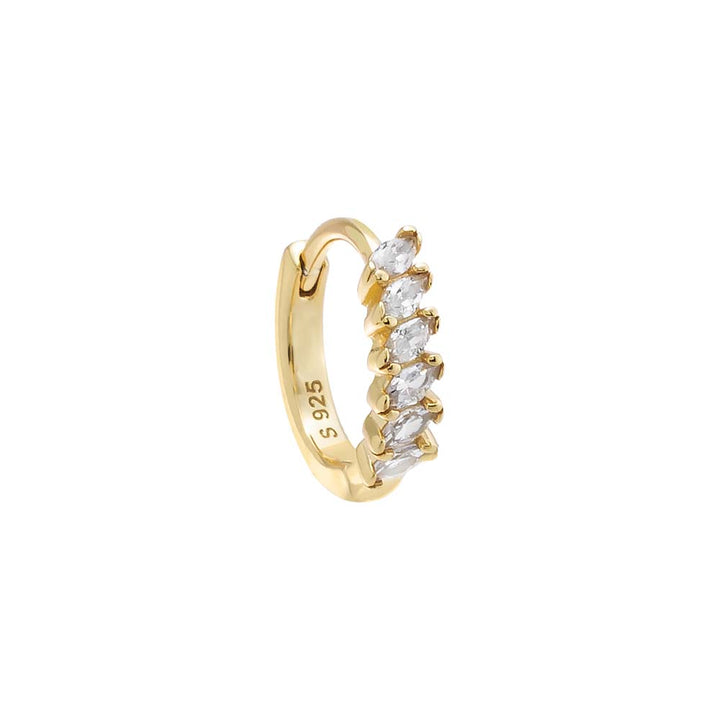 Gold / Single CZ Multi Marquise Huggie Earring - Adina Eden's Jewels