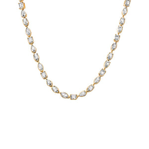 Gold Colored Multi Shape Bezel Tennis Necklace - Adina Eden's Jewels