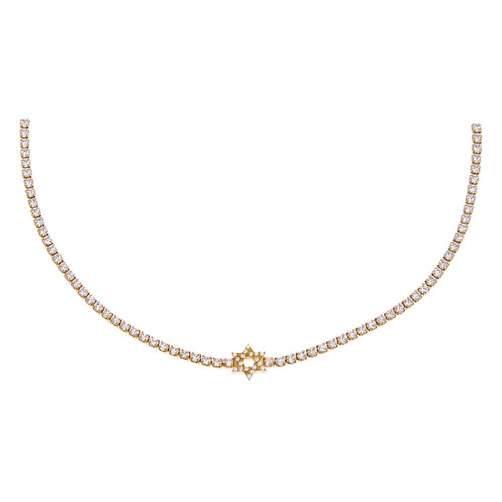 Gold Pave CZ Star Of David Tennis Choker - Adina Eden's Jewels