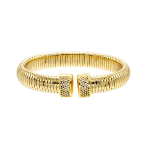 Gold Chunky Pave Open Snake Chain Bracelet - Adina Eden's Jewels