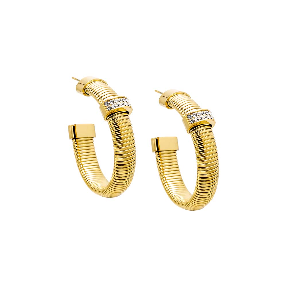 Gold Pave Snake Open Hoop Earring - Adina Eden's Jewels