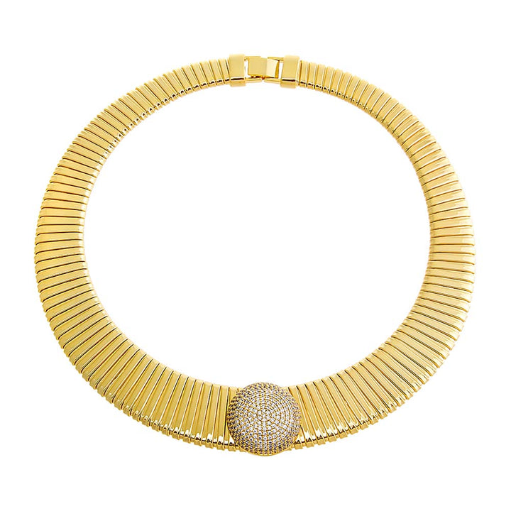  Pave Circle Accented Graduated Snake Choker Necklace - Adina Eden's Jewels