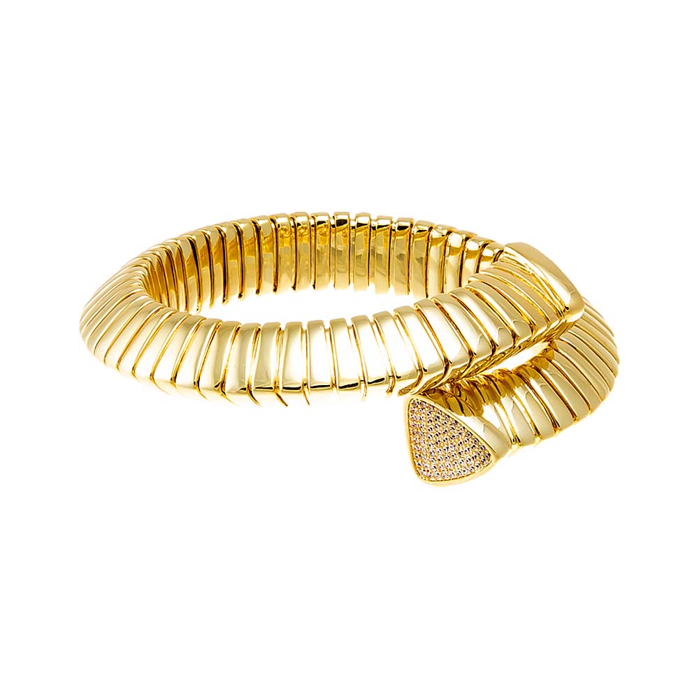 Gold Pave Snake Chain Overlap Bracelet - Adina Eden's Jewels