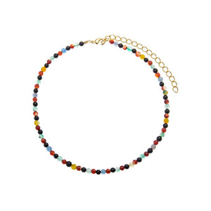 Multi-Color / 4MM Multi Agate Natural Stone Beaded Chain Choker - Adina Eden's Jewels