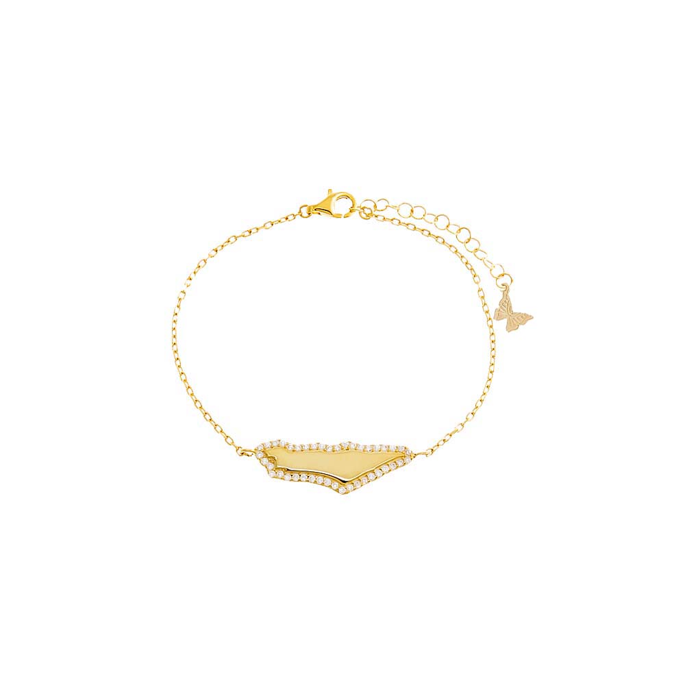 Gold Pave Outlined Map Of Israel Bracelet - Adina Eden's Jewels