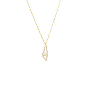Gold Pave Israeli Map Cut Out Pendant Necklace - Adina Eden's Jewels